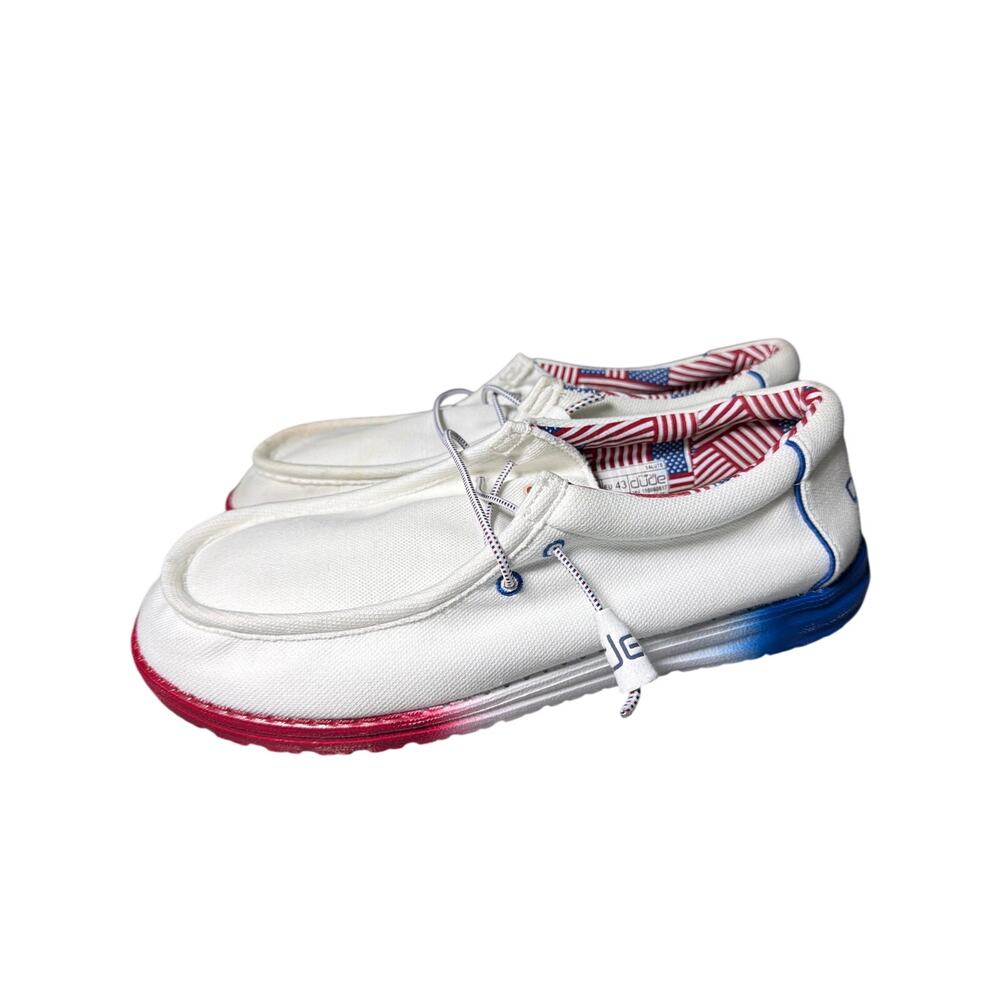 Hey Dude Wally Stretch Salute USA Slip-On Shoes White Patriotic NEW
